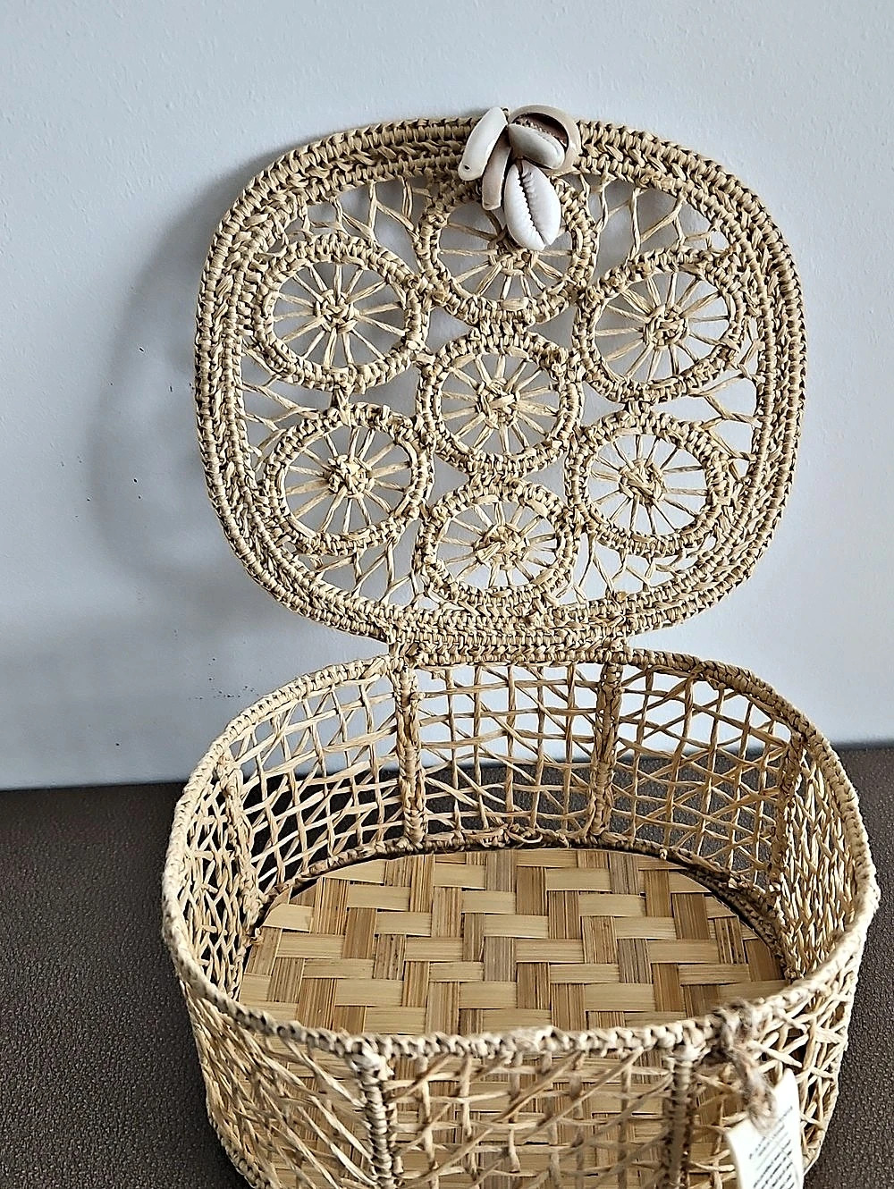 Anthropologie Marrakesh Woven Basket Beige